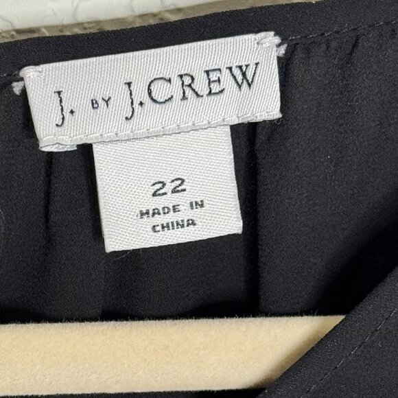 EUC J Crew Blouse Woman's sz 22 Dressy Black Sheer Peephole Tie back - Picture 7 of 12